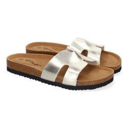 Sandalias doradas planas bajas para mujer cómodas M-235