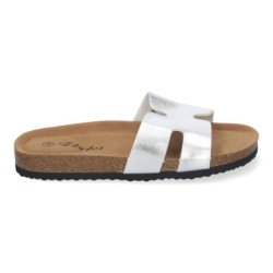 Sandalias plateadas planas bajas para mujer cómodas M-235