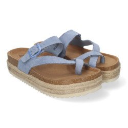 Sandalias planas con plataforma en yute tipo esclava para mujer color azul M-238