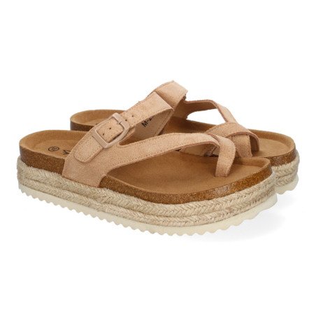 Sandalias planas con plataforma tipo esclava para mujer kaki M-238