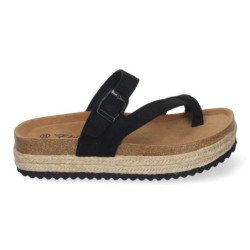 Sandalias planas con plataforma tipo esclava para mujer negro M-238