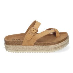 Sandalias planas con plataforma tipo esclava para mujer taupe M-238
