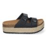 Sandalias planas de plataforma en yute para mujer comodas color negro M-239