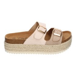Sandalias planas de plataforma en yute para mujer comodas color nude M-239