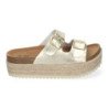 Sandalias doradas planas de plataforma en yute para mujer comodas M-239