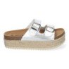 Sandalias plateadas planas de plataforma en yute para mujer comodas M-239