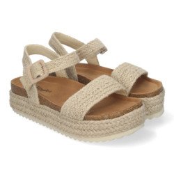 Sandalias de plataforma bio en yute para mujer color beige M-257