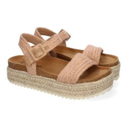 Sandalias de plataforma bio en yute para mujer color taupe M-257