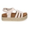 Sandalias planas en yute tiras en pala para mujer beige M-260