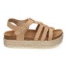 Sandalias planas en yute tiras en pala para mujer kaki M-260