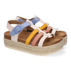 Sandalias planas en yute tiras en pala para mujer multicolor M-260