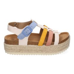 Sandalias planas en yute tiras en pala para mujer multicolor M-260