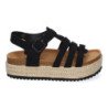 Sandalias planas en yute tiras en pala para mujer negro M-260