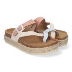 Sandalias de plataforma bio en yute tipo esclava para mujer color beige M-266