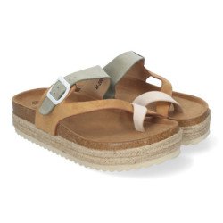 Sandalias de plataforma bio en yute tipo esclava para mujer color camel M-266