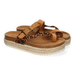 Sandalias de plataforma bio en yute tipo esclava para mujer lopardo M-266