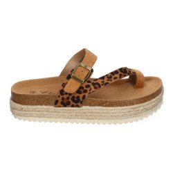 Sandalias de plataforma bio en yute tipo esclava para mujer lopardo M-266