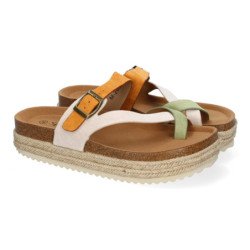 Sandalias de plataforma bio en yute tipo esclava para mujer color verde M-266