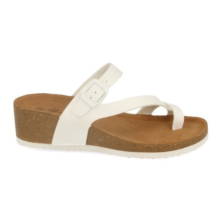 Sandalias de cuña bio tipo esclava mujer color blanco M-28