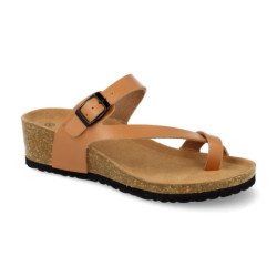 Sandalias de cuña bio tipo esclava mujer color camel M-28