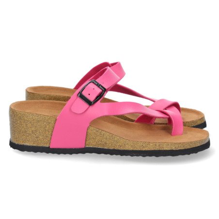 Sandalias de cuña bio tipo esclava mujer color fucsia M-28