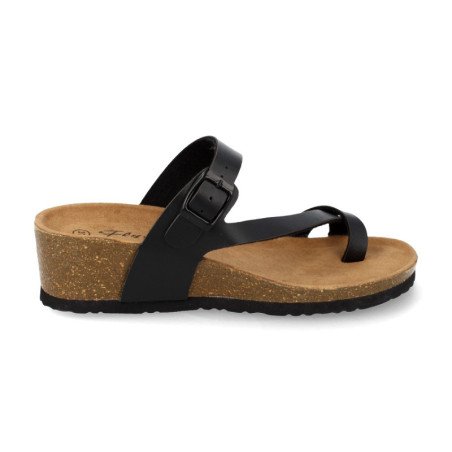 Sandalias de cuña bio tipo esclava mujer color negro M-28