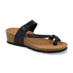 Sandalias de cuña bio tipo esclava mujer color negro M-28