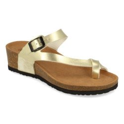 Sandalias de cuña bio doradas tipo esclava mujer M-28