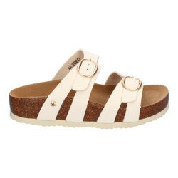 Sandalias planas material bio comoda doble hebilla mujer color beige M-286