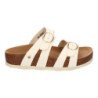 Sandalias planas material bio comoda doble hebilla mujer color beige M-286