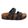 Sandalias planas material bio comoda doble hebilla mujer color negro M-286