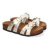 Sandalias doradas planas material bio comoda doble hebilla mujer M-286