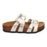 Sandalias doradas planas material bio comoda doble hebilla mujer M-286