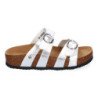 Sandalias plateadas planas material bio comoda doble hebilla mujer M-286