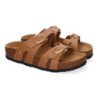 Sandalias planas material bio comoda doble hebilla mujer color taupe M-286