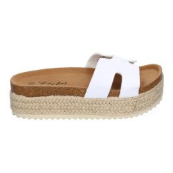 Sandalias bio de plataforma en yute para mujer color blanco M-288