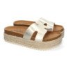Sandalias doradas bio de plataforma en yute para mujer M-288