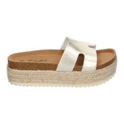 Sandalias doradas bio de plataforma en yute para mujer M-288