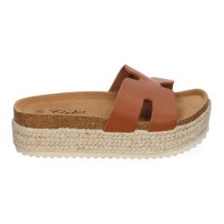 Sandalias bio de plataforma en yute para mujer color taupe M-288