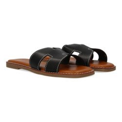 Sandalias planas cómodas para mujer color negro M-8081
