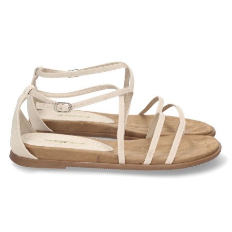 Sandalias planas cómodas tiras finas mujer color beige M3455