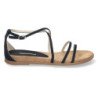 Sandalias planas cómodas tiras finas mujer color negro M3455
