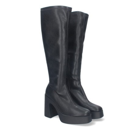 Botas altas negras de tacón y plataforma mujer