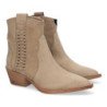 Botines tacón campero elegantes detalle trenzado mujer color beige M4015