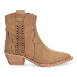 Botines tacón campero elegantes detalle trenzado mujer color camel M4015