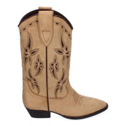 Botas altas camperas de tacón bajo elegantes para mujer camel M4751