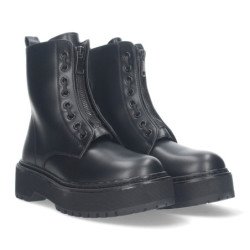 Botas militares plataforma cremallera delantera mujer color negro