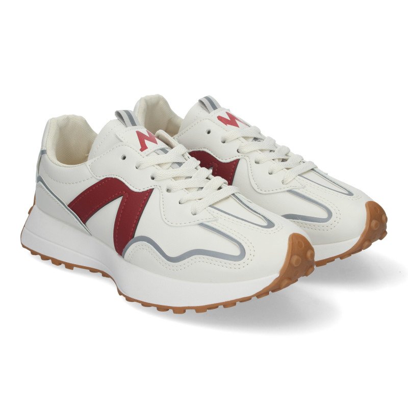 Zapatillas estilo sneakers casuales para mujer color burdeos N-2117
