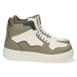 Sneakers abotinada mujer color verde militar