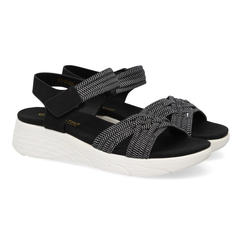 Sandalias planas cómodas para mujer color negro NS-5150